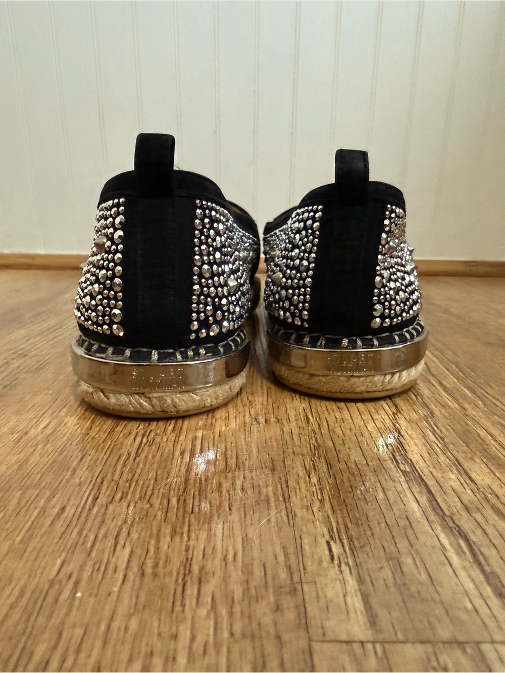 *EUC* Stuart Weitzman "Rockon" Studded Rhinestone Espadrille Flats - Picture 7 of 7